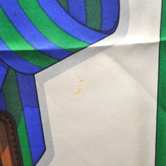Authentic HERMES Carre 90 Scarf Suspenders Motif Silk Blue - Picture 9 of 14